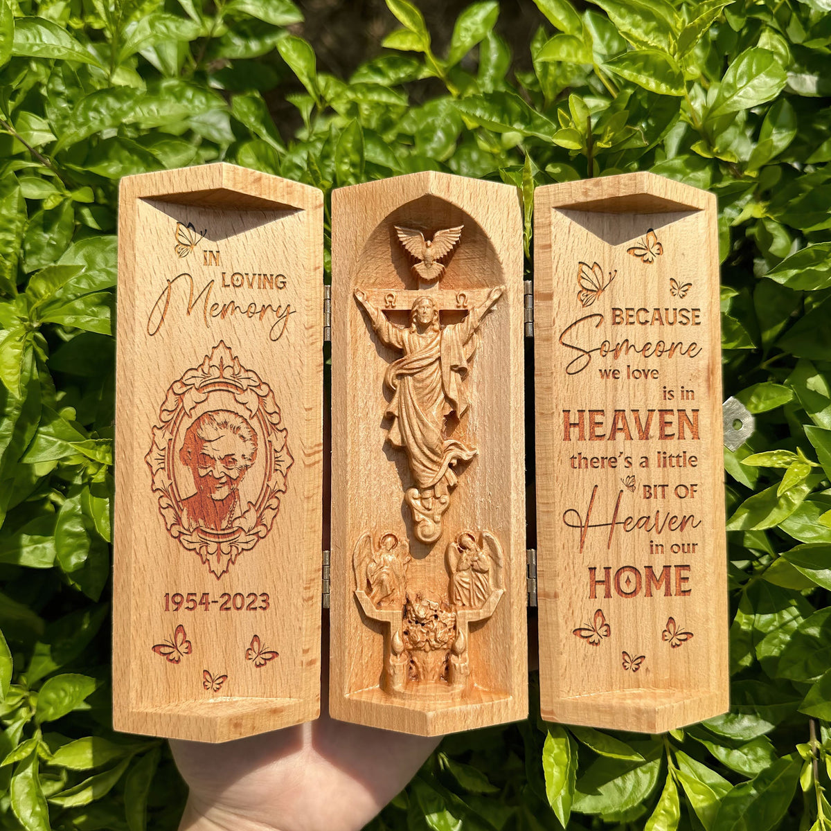 Custom Photo Gifts For Heaven Openable Wooden Cylinder Sculpture 05XQMH230125-Homacus