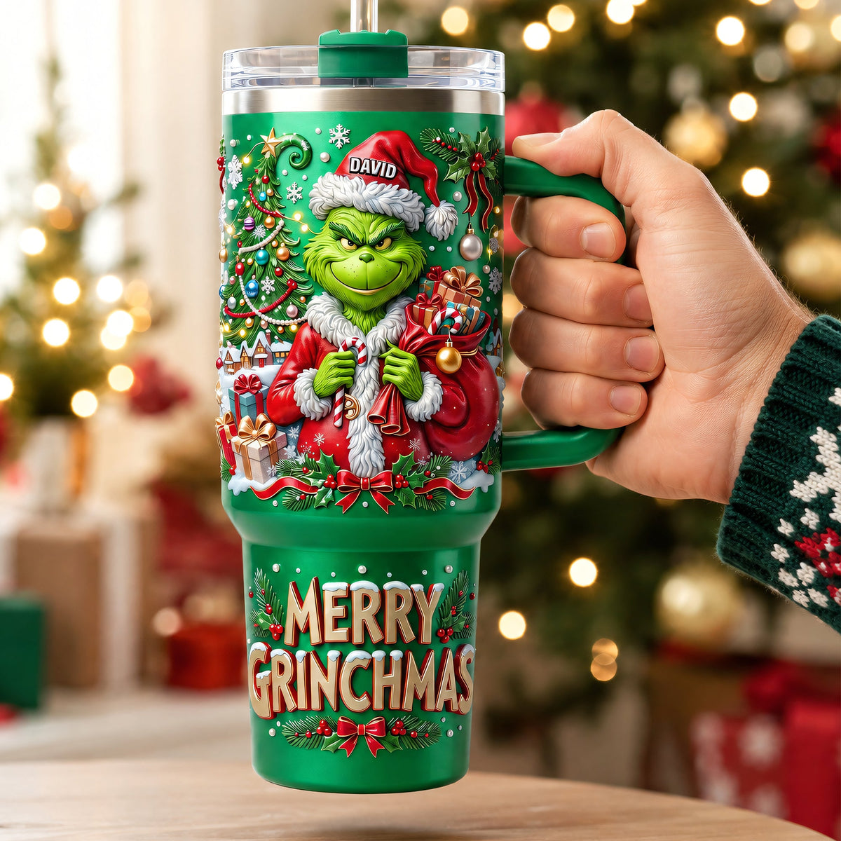 Unique Santa 40oz Tumbler With Handle - Personalized Gifts 07TYQN280826-Homacus
