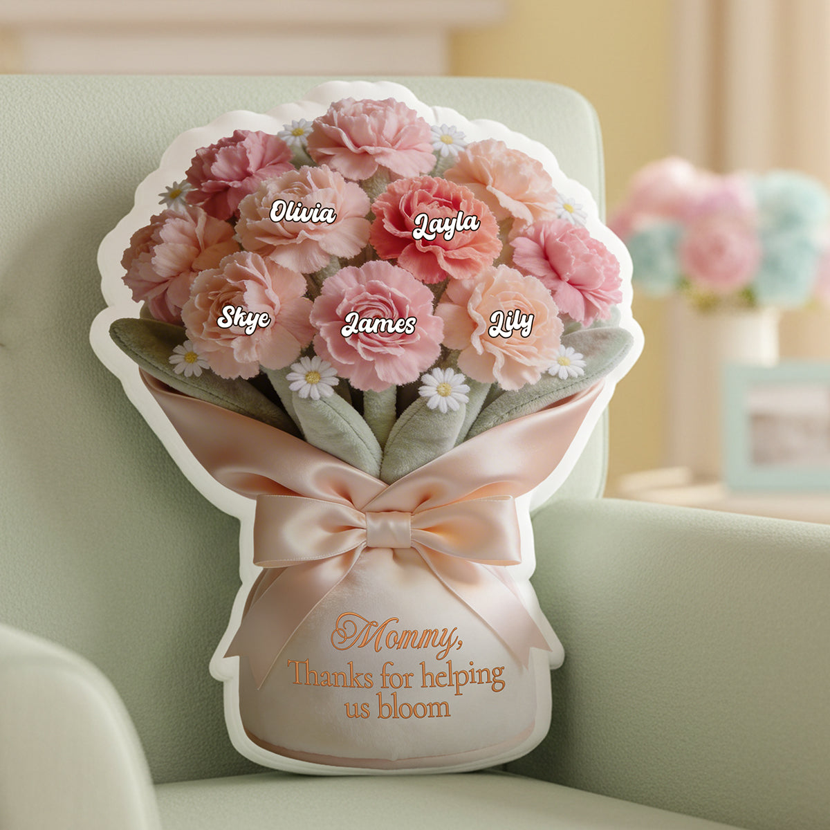 Flower Bouquet Mother's Day Pillow Personalized Gifts For Mom 03PGTA190326