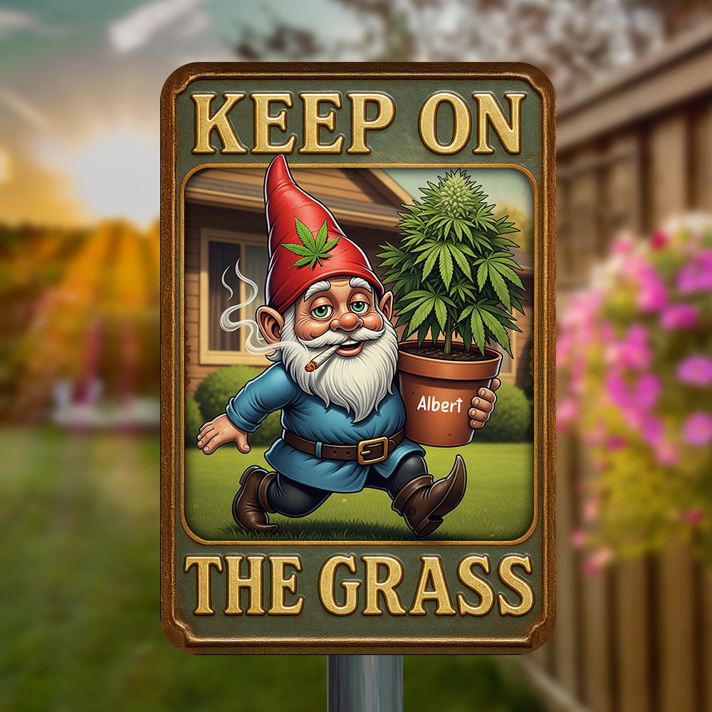 Smoking Gnome Metal Sign – Personalized Gifts For Weed Lovers 06toqn160625-Homacus