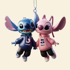 Blue Alien Couple Car Hanger Ornament - Personalized Gifts For Couple 04hyta281125-Homacus