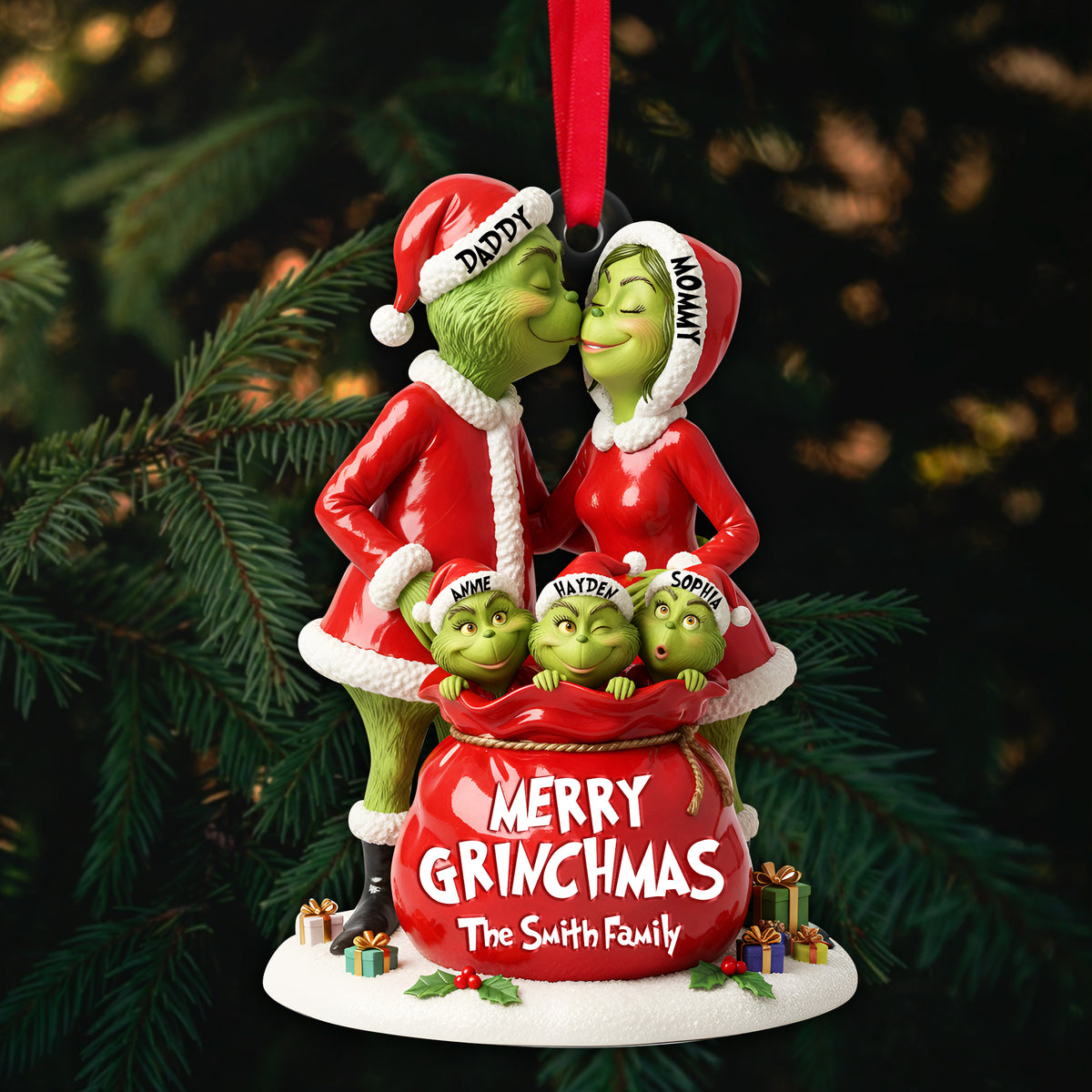 Festive Family Love Ornament - Personalized Christmas Gift For Family 02NALU150925-Homacus