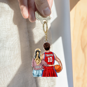 Personalized Gifts For Couple Keychain Basketball Couple 012QHHU200125TM-Homacus