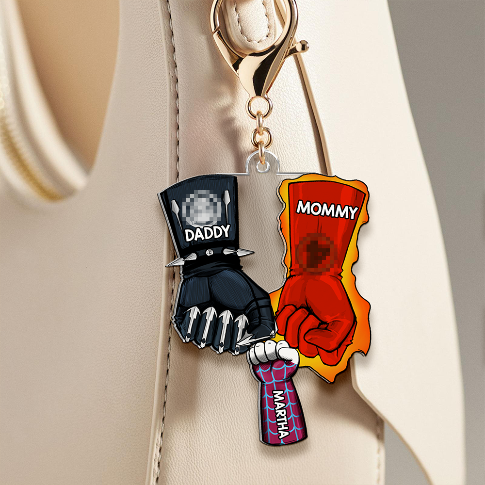 Personalized Gifts For Family Keychain Superhero Fist Bump 03QHHU030325HA-Homacus