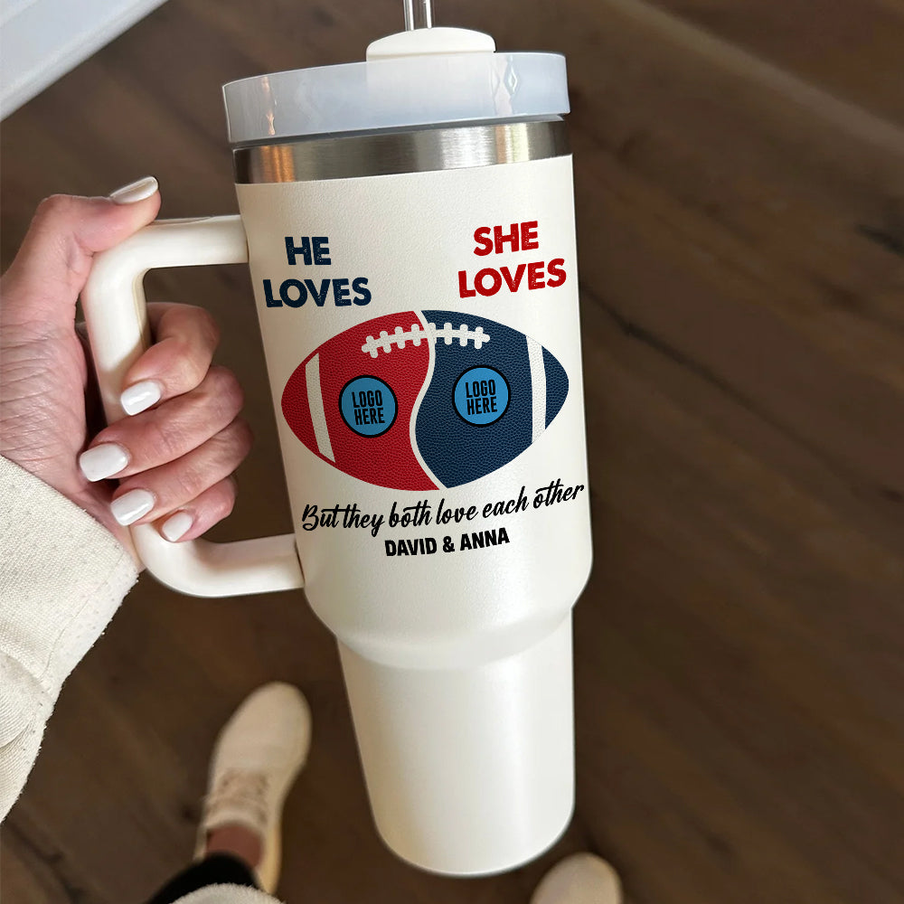 Custom Team Logo Gifts For Couple Tumbler 02HUTI290923 Football Couple Shape-Homacus