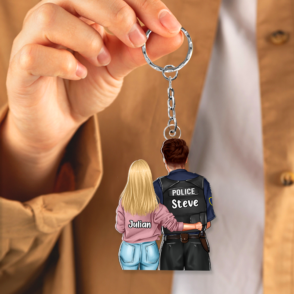 Personalized Gifts For Police Couple Keychain 03QHHU220125TM-Homacus