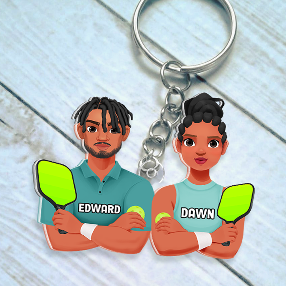 Personalized Gifts For Couple Keychain Pickleball Couple 011QHHU220125PA-Homacus