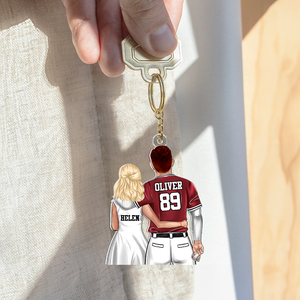 Personalized Gifts For Couple Keychain Baseball Couple 011QHHU200125TM-Homacus