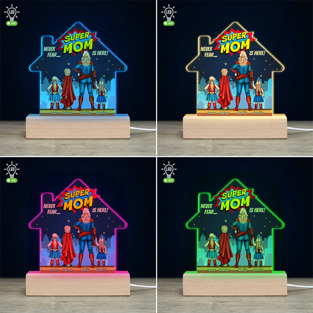 Super Mom Is Here, Personalized 3D Led Light, Christmas Gift For Kids-Homacus