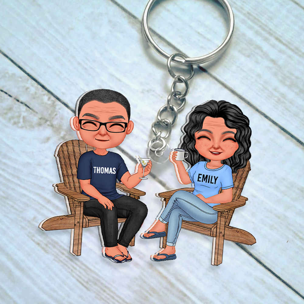 Personalized Gifts For Couple Keychain Drinking Couple 15QHHU110125HH-Homacus