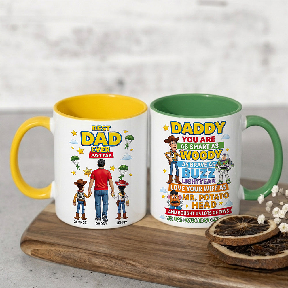 Best Dad Ever Cartoon Coffee Accent Mug - Personalized Gifts For Father's Day Coffee Mug 01HUDT250526-Homacus