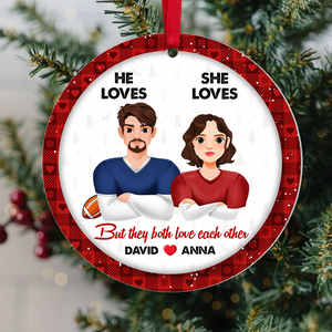 Personalized Christmas Gifts For Couple Ornament American Football Couple 03HUPU141024HG-Homacus