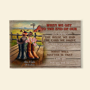 Personalized Gift For Cowboy Couple Wall Art, Cowboy Boots On Western Farm Canvas 03QHMH131224-Homacus