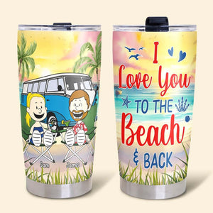 Personalized Gifts For Camping Couple Tumbler Happy Campers Couple On Beach 03qhtn150125pa I Love You To The Beach And Back-Homacus