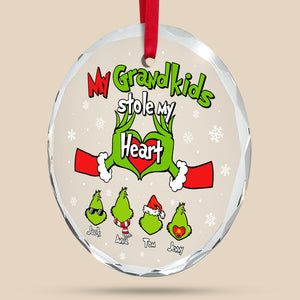 Grandparent Ornament - Hand Heart & Green Monster Kids - Personalized Gifts For Grandma, Grandpa-Homacus