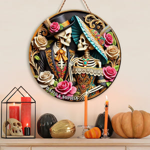 Personalized Gifts For Couple Wood Sign 01xqqn040924 Halloween Skull-Homacus