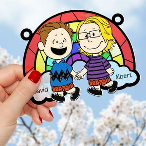 Personalized Gifts For Couple Suncatcher Ornament 06qhqn170624hh LGBT Gay Couple Hand in Hand-Homacus