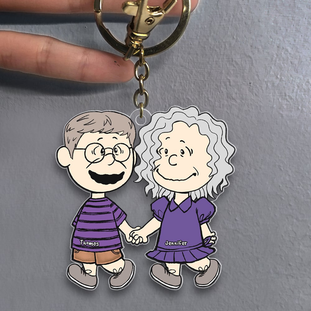 Couple Keychain - Walking Hand in Hand - Personalized Anniversary Gifts-Homacus