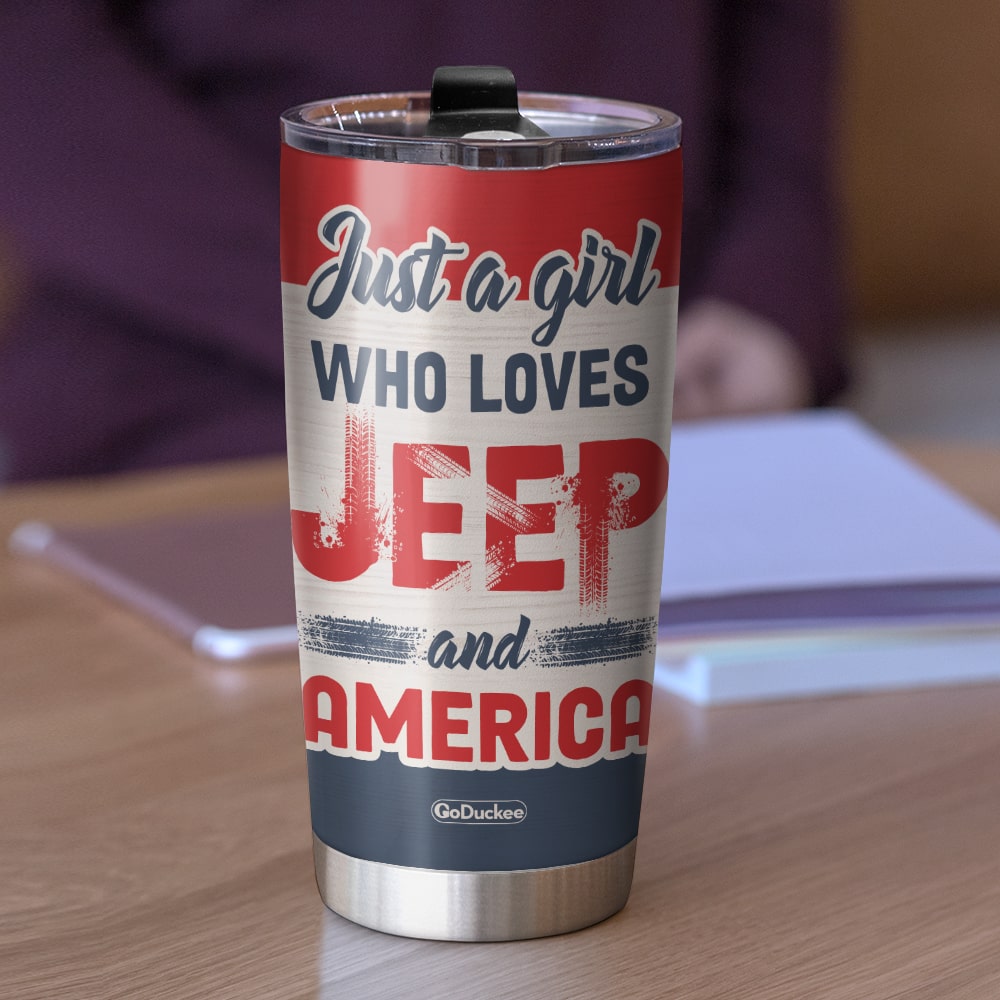 Personalized Gifts For Her Tumbler Just A Girl Who Loves Her Car And America-Homacus