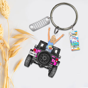 Personalized Gifts For Off Road Girl Keychain With License Plate Charms 05qhqn200624hn-Homacus