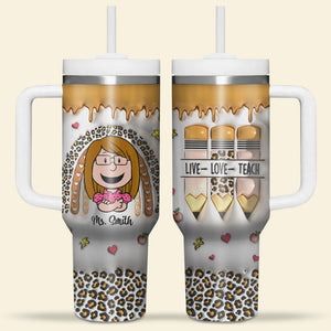 Personalized Gifts For Teacher Tumbler 40oz 02xqqn080724 Rainbow Leopard Inflate Effect-Homacus