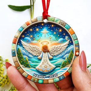 Personalized Memorial Gifts For Family Ceramic Christmas Ornament 03hupu210824 Angel Wings Girl-Homacus