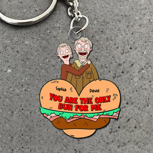 Personalized Gifts For Wife & Husband Keychain - Funny Couple With Burger-Homacus