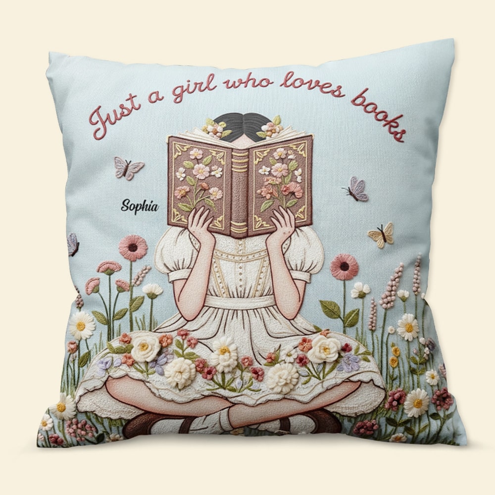 Reading Girl Pillow - Personalized Gifts For Book Lovers 01natn130625-Homacus