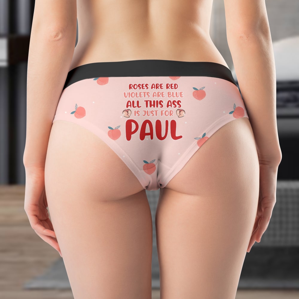 Customized Valentine's Boxer Briefs for Women, Girlfriend or Wife Name, Pink Underwear, 03KAPO291223-Homacus
