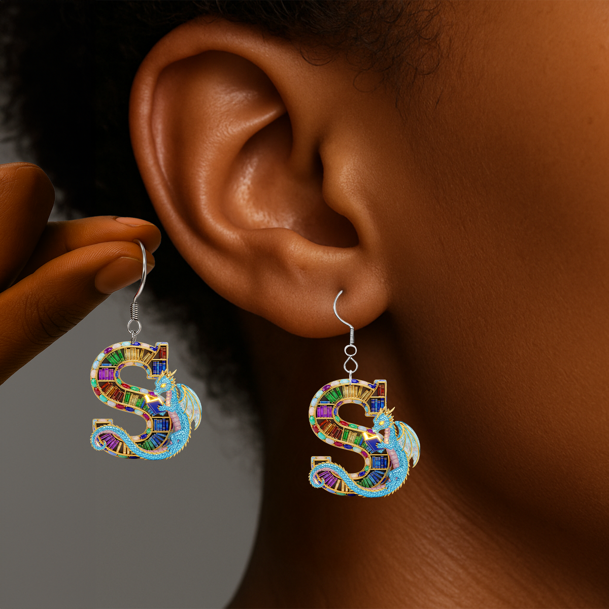 Magical Book Earrings With Initial - Personalized Gift For Book Lovers 07NALU210625-Homacus