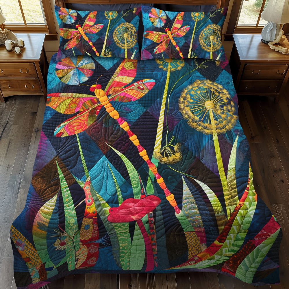 Personalized Gifts For Dragonfly Lovers Quilt Bed Set Colorful Flower-Homacus