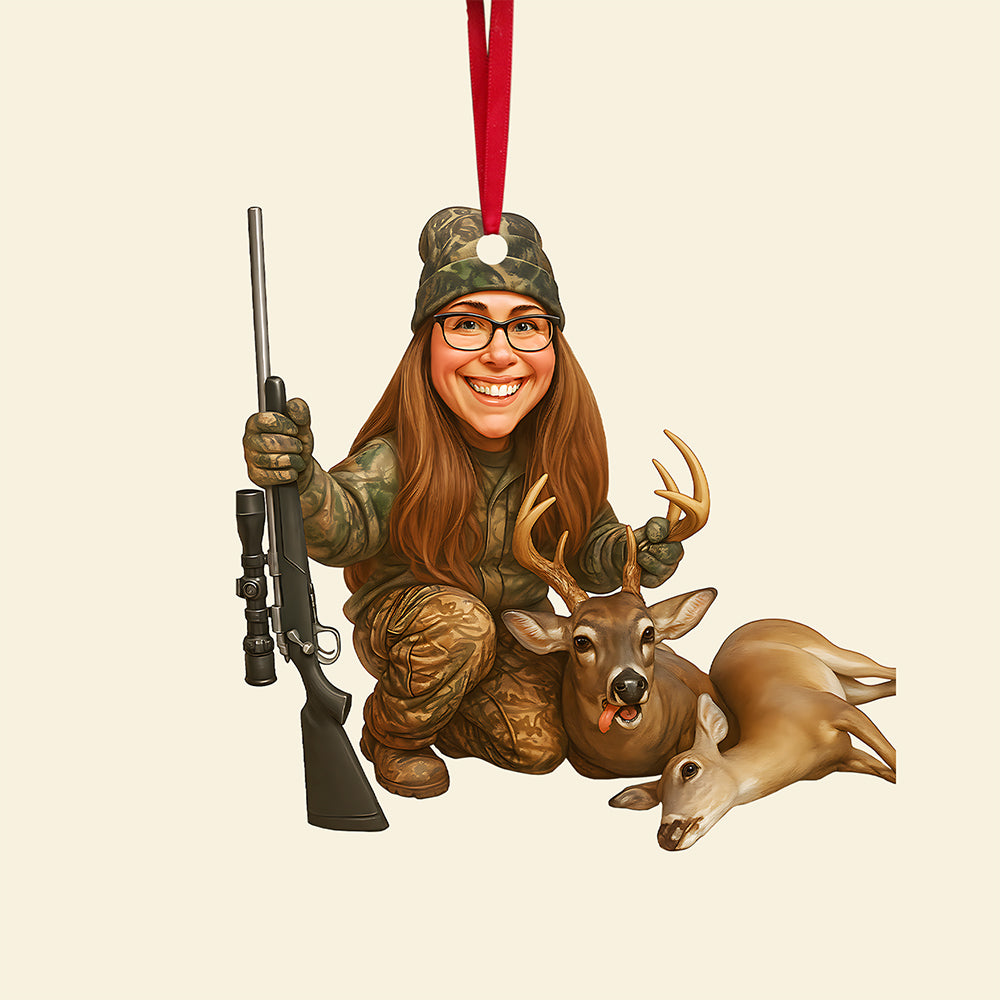 Caricature Art Hunting Ornament - Custom Photo Gifts For Hunting Lovers 03ohta210825-Homacus
