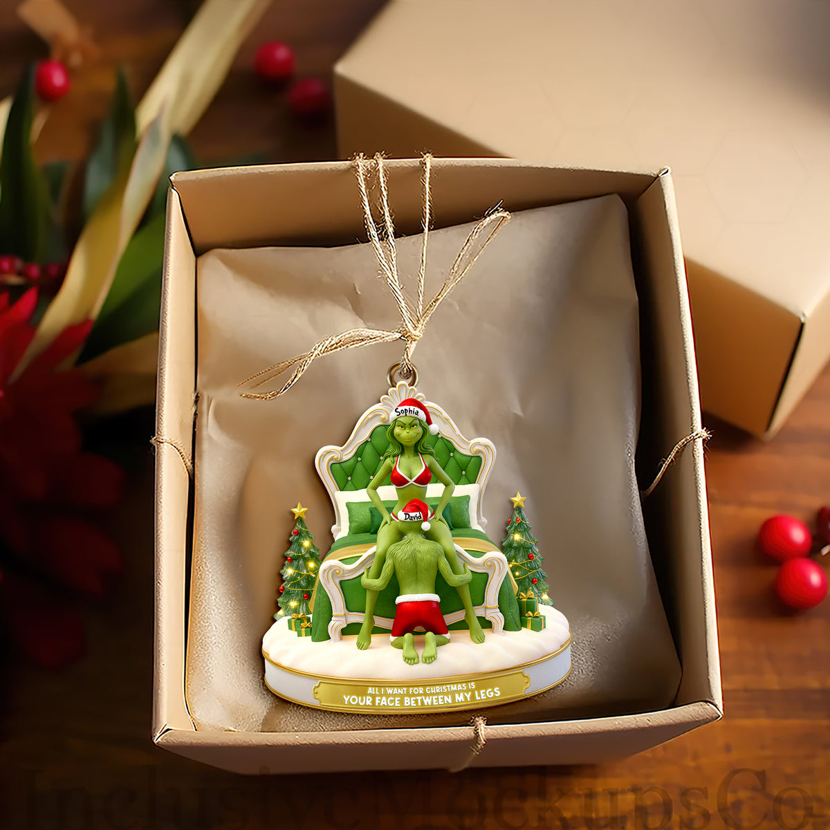 Cheeky Couple Christmas Ornament Personalized Gifts For Couple 04OHLU141125-Homacus