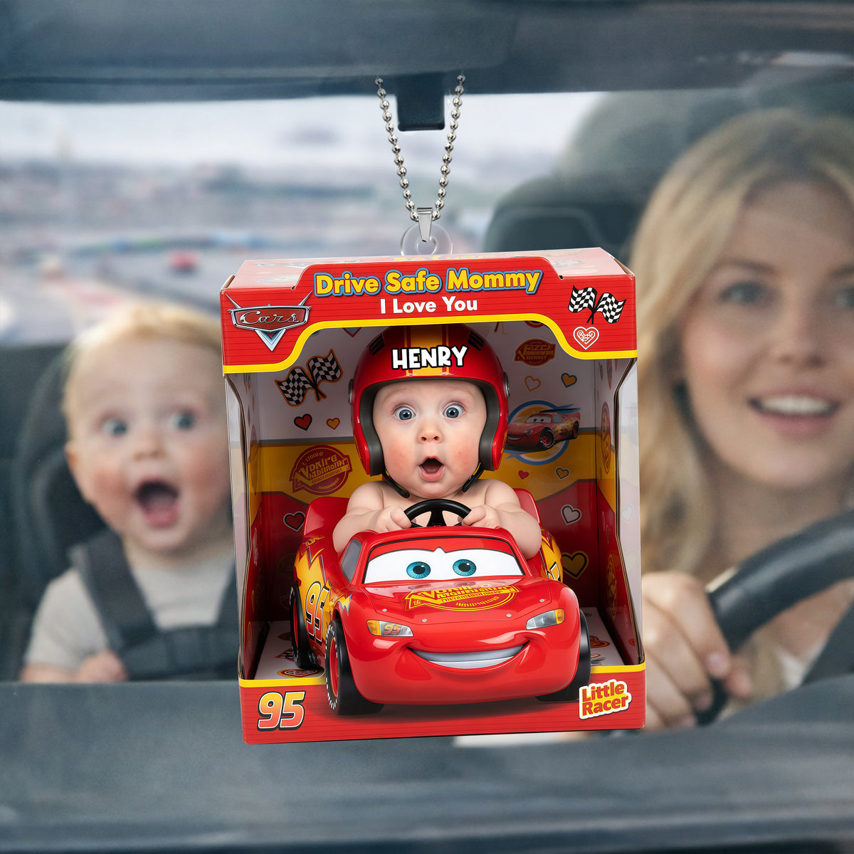 Drive Safe Mommy Car Car Ornament - Custom Photo Gifts For Mom Car Ornament 02NALU250326-Homacus