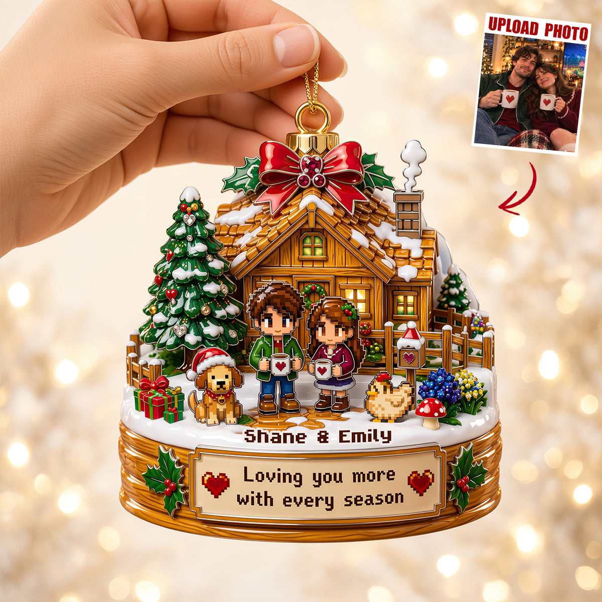 Pixel Farm Couple Acrylic Ornament - Custom Photo Christmas Gifts For Couple 04qhdt280826-Homacus