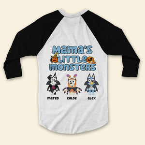 Personalized Gifts For Mom And Dad Raglan Shirt, Mom's Little Monster 03KADT130824-Homacus