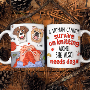 Personalized Gifts For Knitting Dog Lady Coffee Mug, Cute Inflated Effect 02qhpu060924-Homacus