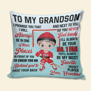 I'll Always Be Your No.1 Fan Personalized Square Pillow, Gift For Ice Hockey Lover, Gift For Son/Grandson-Homacus