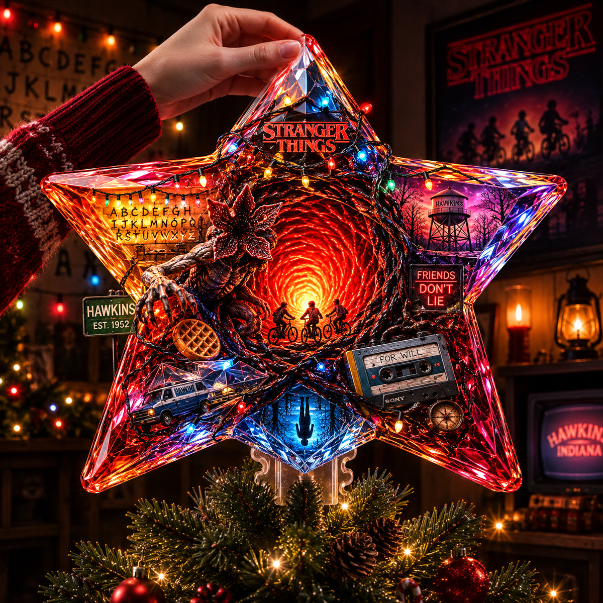 Deep World Star Tree Topper, Personalized Gifts 02qhlu100826-Homacus