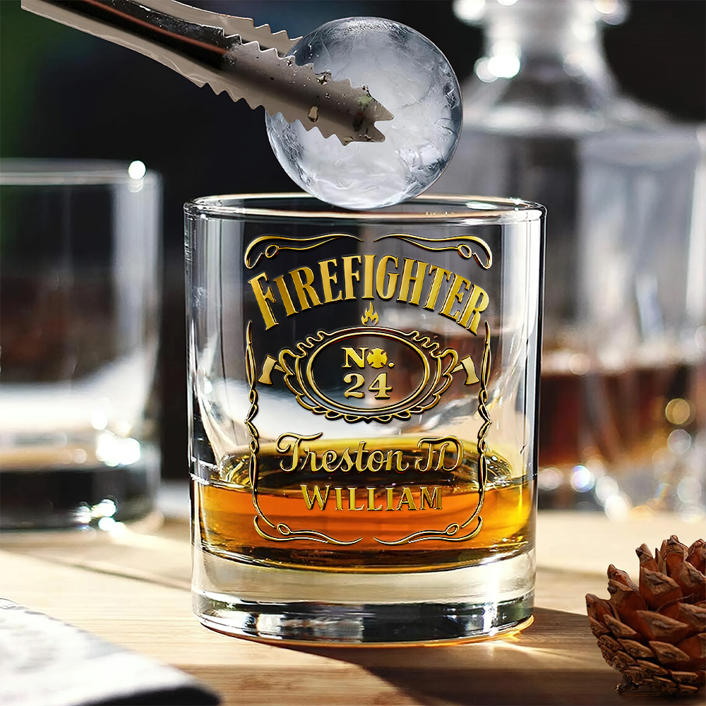 Firefighter Label Whiskey Glass - Personalized Gifts For Firefighter (Retiree & On Duty) 03QHLU070825-Homacus
