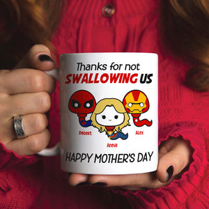 Thank Super Mom For Not Swallowing Us - Personalized Tumbler Cup - Mother's Gift-Homacus