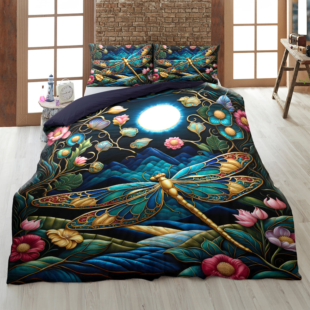 Enchanted Dragonfly Garden Quilt Bed Set Quilt Bed Set Gift For Dragonfly Lovers 05HULU200125-Homacus