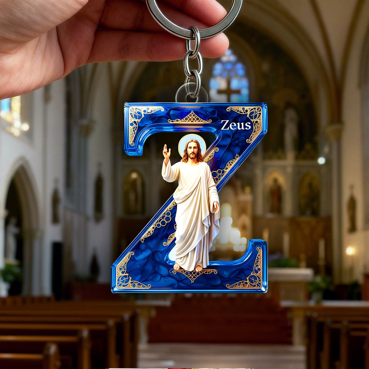 Jesus Christ Devotional Initial Keychain - Personalized Gift For Christian 03HULU300126-Homacus