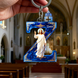 Jesus Christ Devotional Initial Keychain - Personalized Gift For Christian 03HULU300126-Homacus