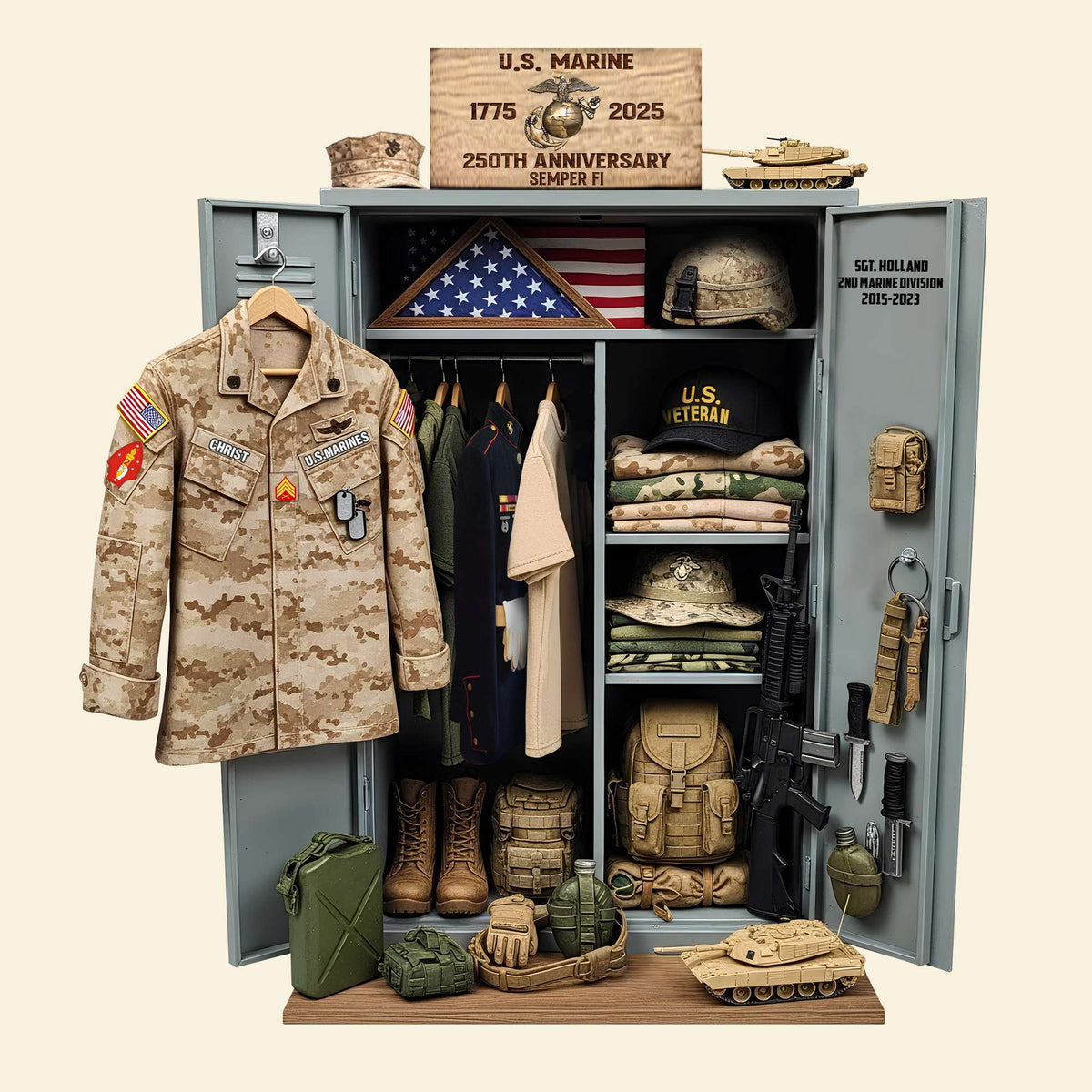Military 250th Anniversary Personal Locker Plaque - Personalized Gifts For Veteran 051qhtn300625 MR-Homacus