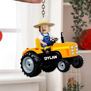 Customized Photo Gifts For Kid Acrylic Keychain Riding Tractor 03XQLU111224-Homacus