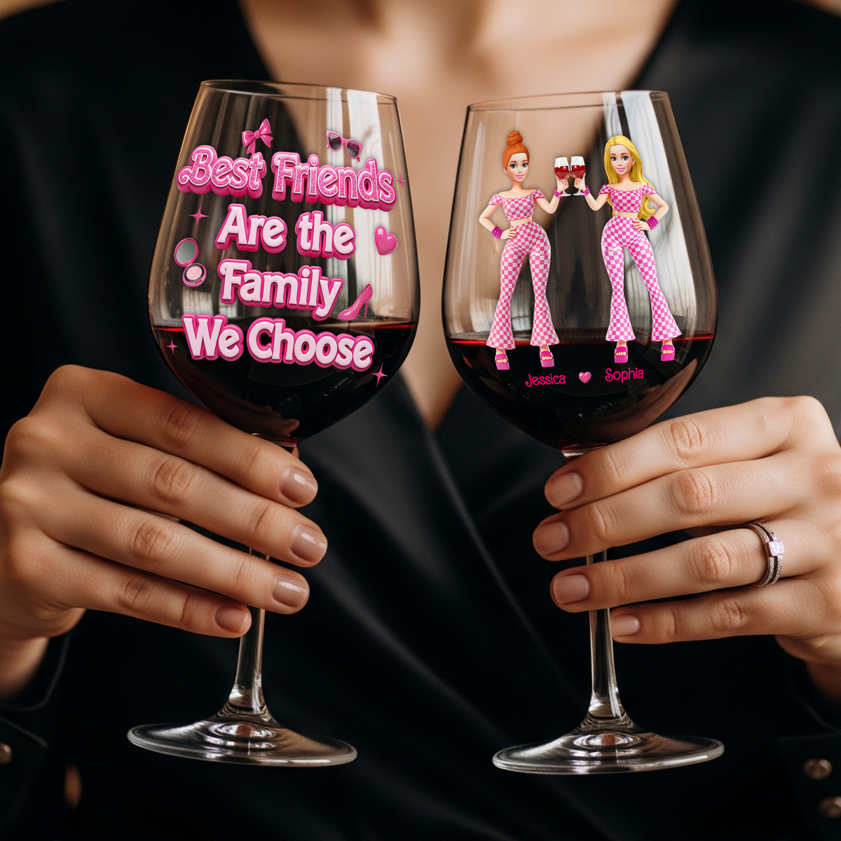 Stylish Besties Wine Glass - Personalized Gifts For Besties 02OHLU060825-Homacus