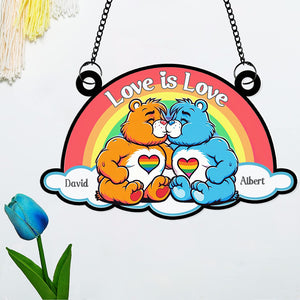 Personalized Gifts For Couple Suncatcher Ornament 01naqn180624 LGBT Bear Couple-Homacus