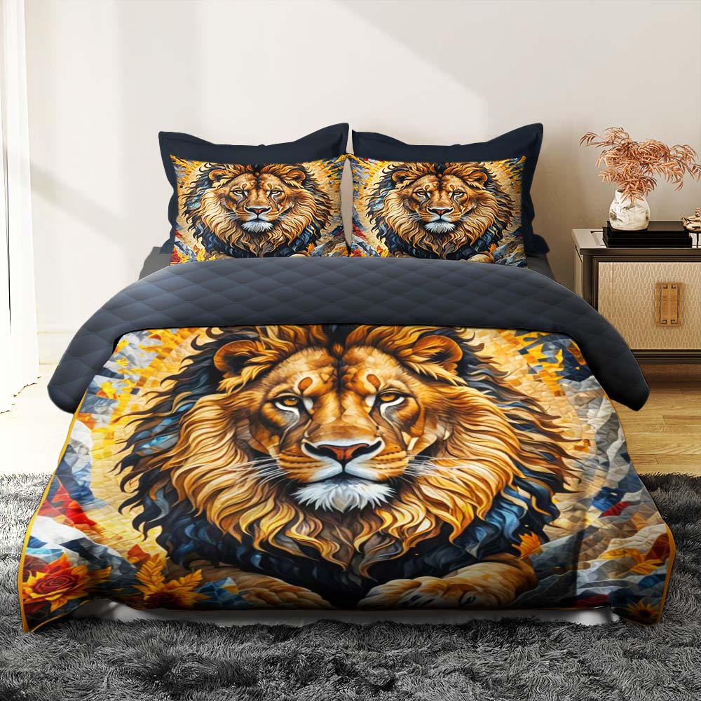 Custom Lion Quilt Bed Set 02hutn170125-Homacus