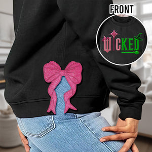 Wicked Embroidered Sweatshirt with Side Bow & Glitter - Gifts for Witch-Homacus